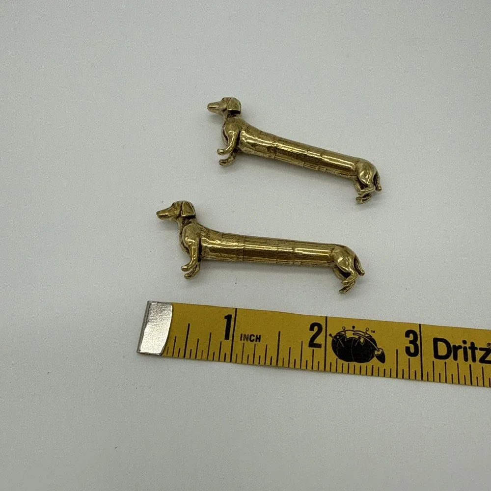 Brass Dachshund Dog Figurine Set of 2 Decorative Collectible Dog Breed Statues